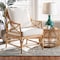 Baxton Studio Brandon Modern Bohemian White Fabric Upholstered and Natural Brown Rattan Armchair 203-12671 - alternate 1